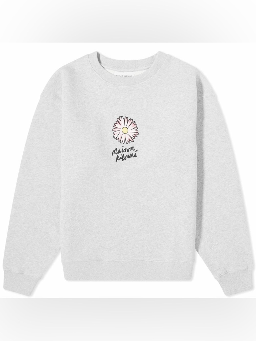 Maison Kitsuné Floating Flower Comfort Sweatshirt Light Grey Melange Cotton